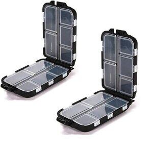 2‎ Pack Waterproof Travel Medicine Storage Box Case with 10 Grids